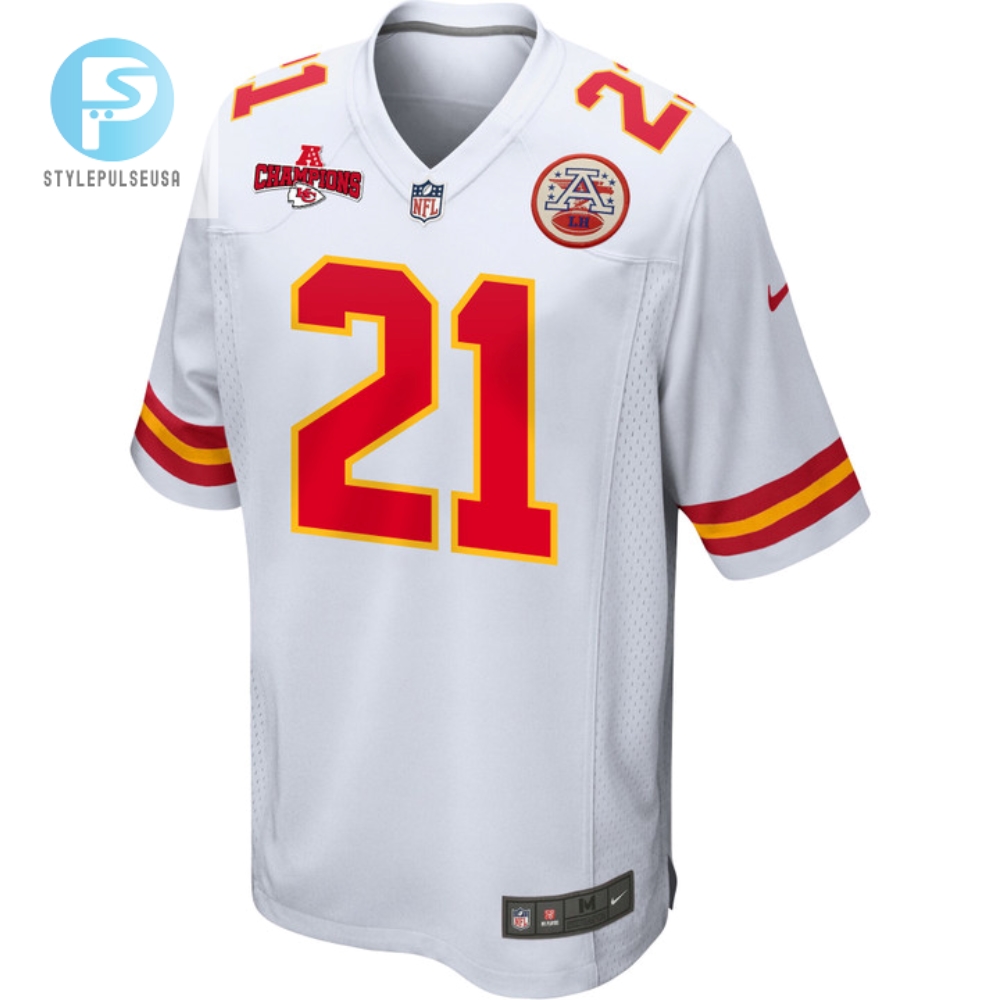 Mike Edwards 21 Kansas City Chiefs Afc Champions Patch Game Men Jersey  White 