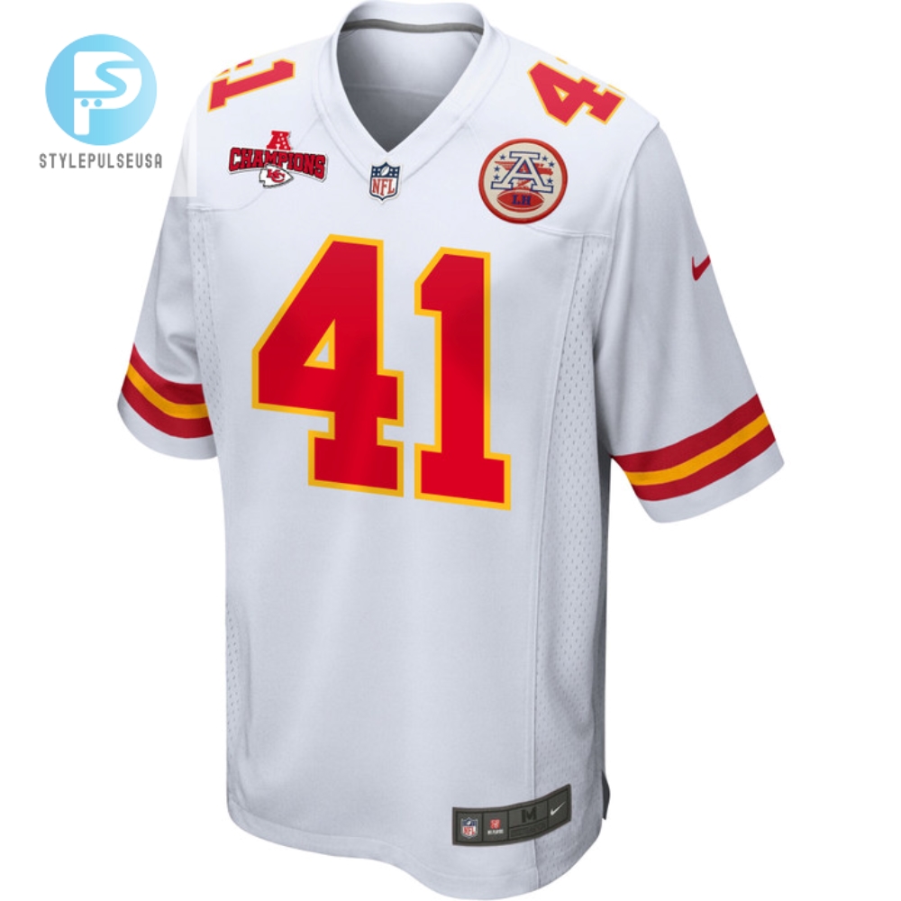 James Winchester 41 Kansas City Chiefs Afc Champions Patch Game Men Jersey  White 