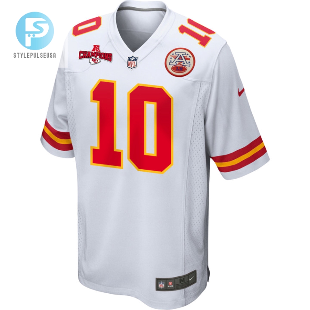 Isiah Pacheco 10 Kansas City Chiefs Afc Champions Patch Game Men Jersey  White 