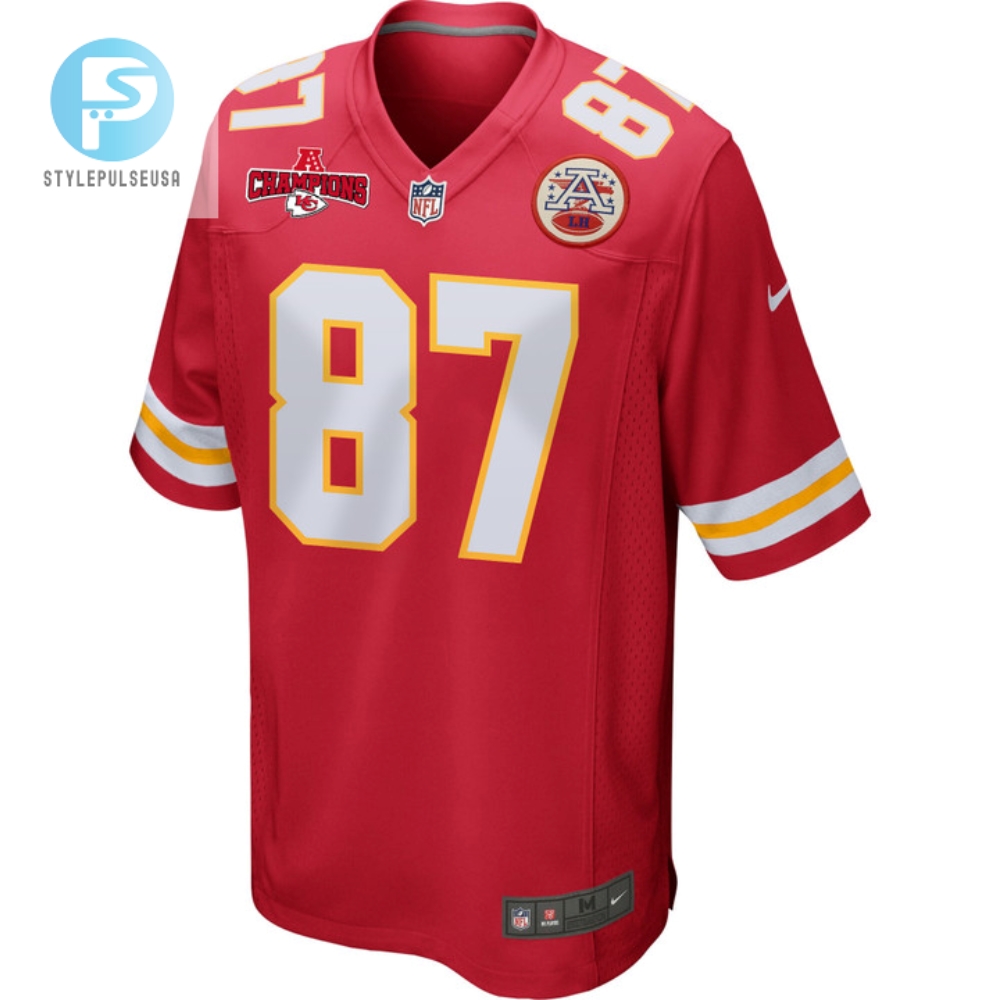 Travis Kelce 87 Kansas City Chiefs Afc Champions Patch Game Men Jersey  Red 