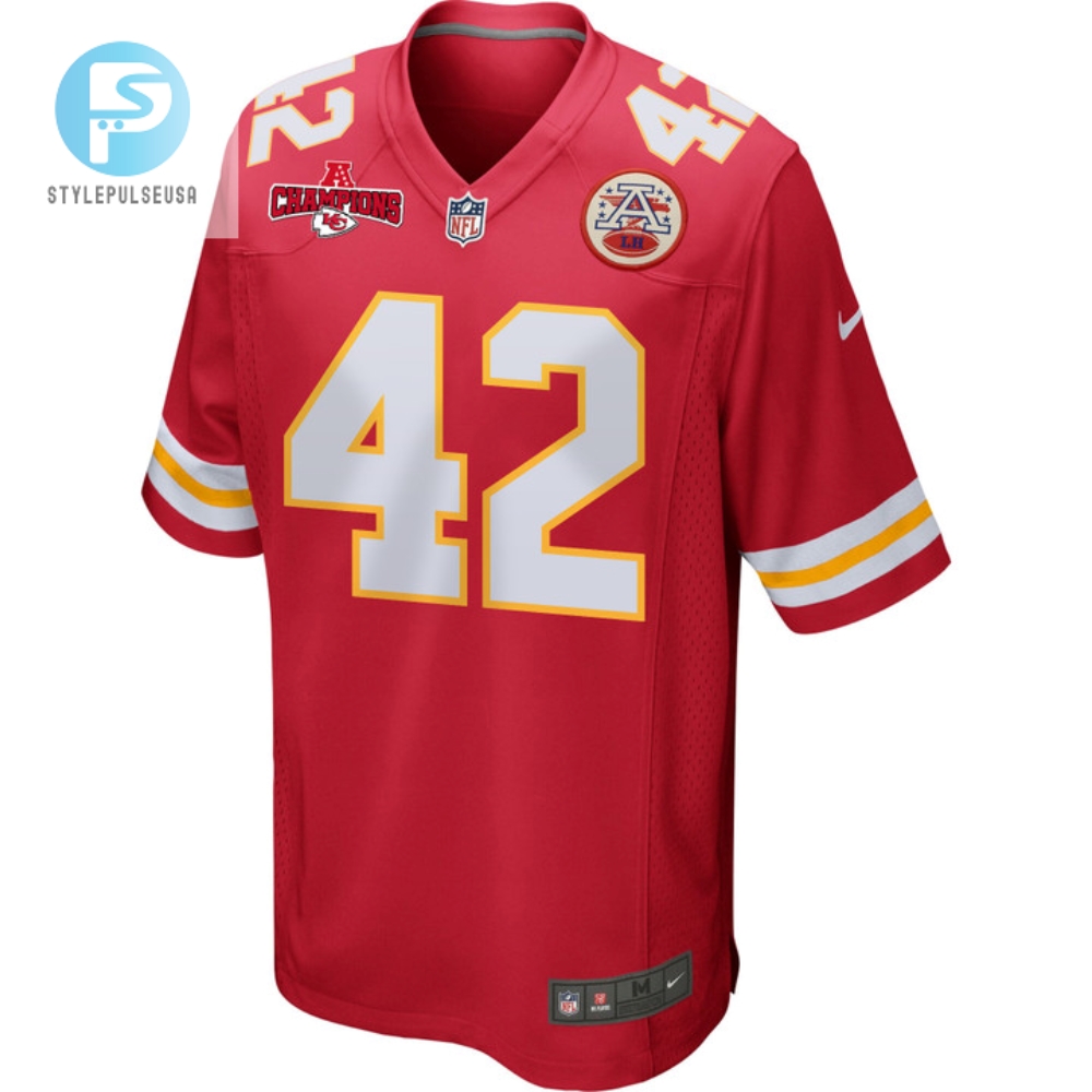 Tyree Gillespie 42 Kansas City Chiefs Afc Champions Patch Game Men Jersey  Red 
