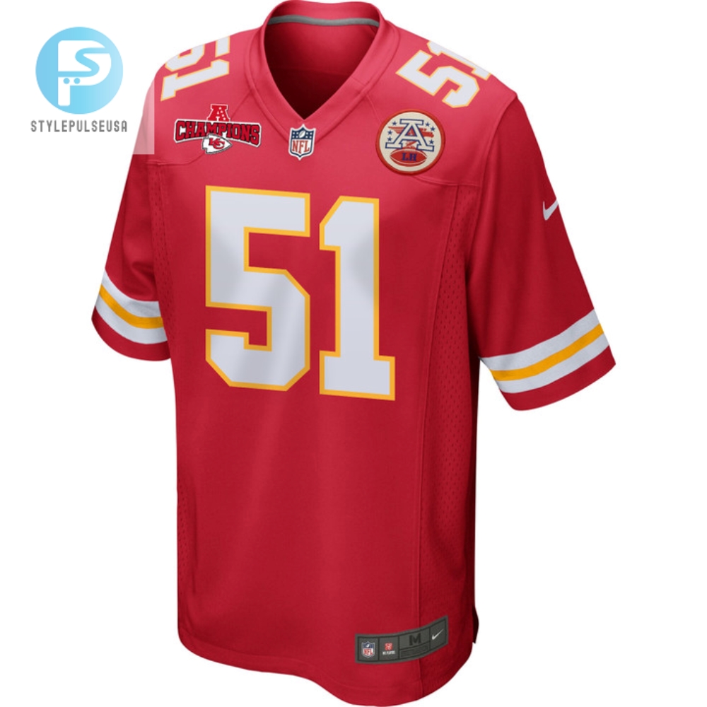 Mike Danna 51 Kansas City Chiefs Afc Champions Patch Game Men Jersey  Red 