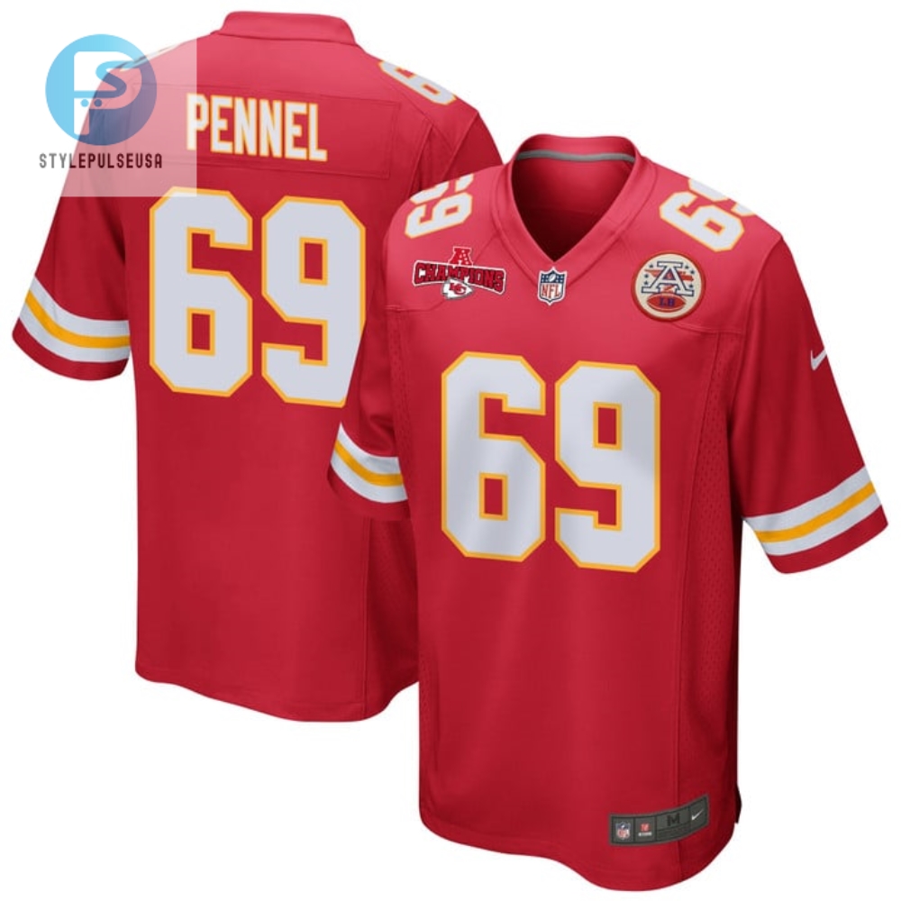 Mike Pennel 69 Kansas City Chiefs Afc Champions Patch Game Men Jersey Red stylepulseusa 1