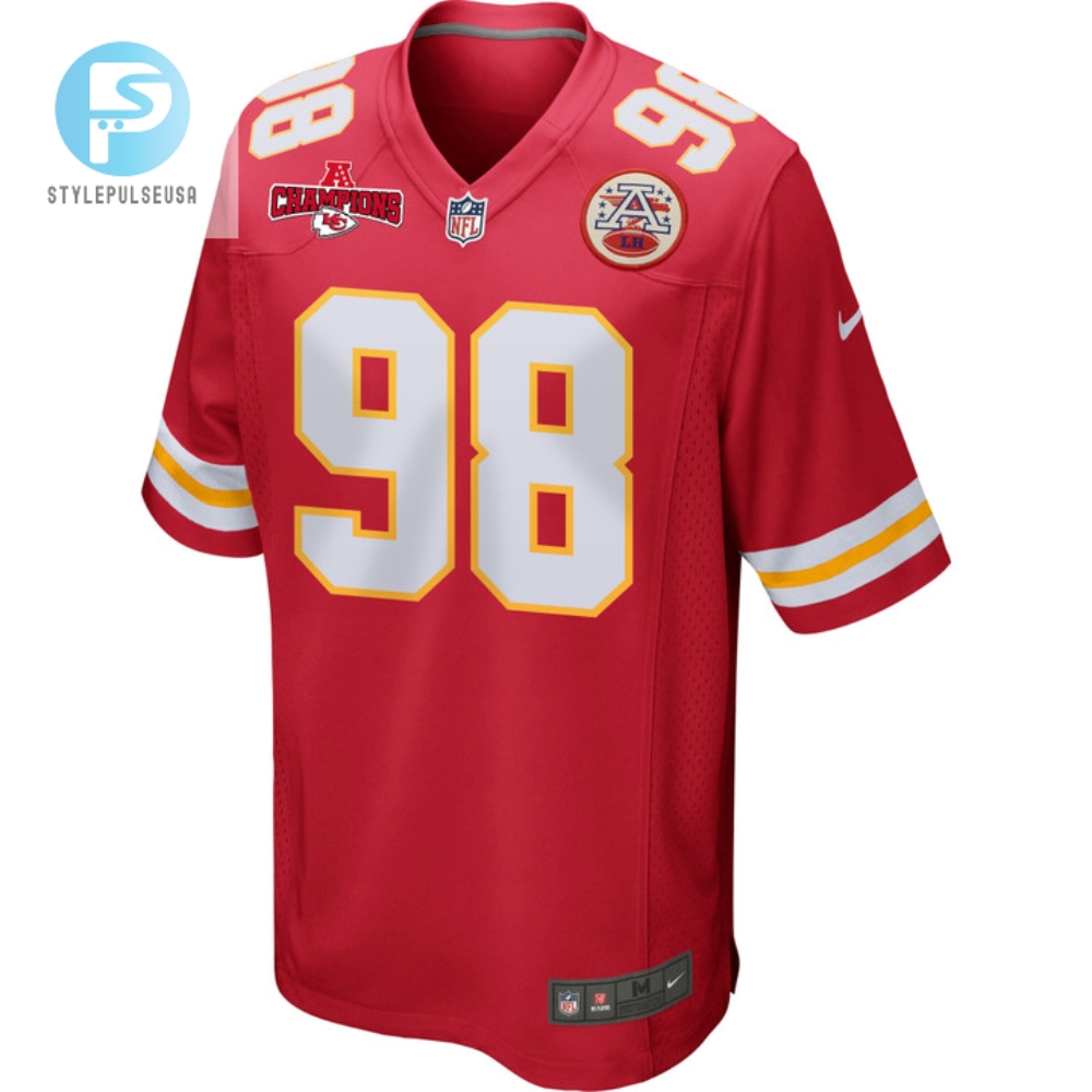 Tershawn Wharton 98 Kansas City Chiefs Afc Champions Patch Game Men Jersey  Red 