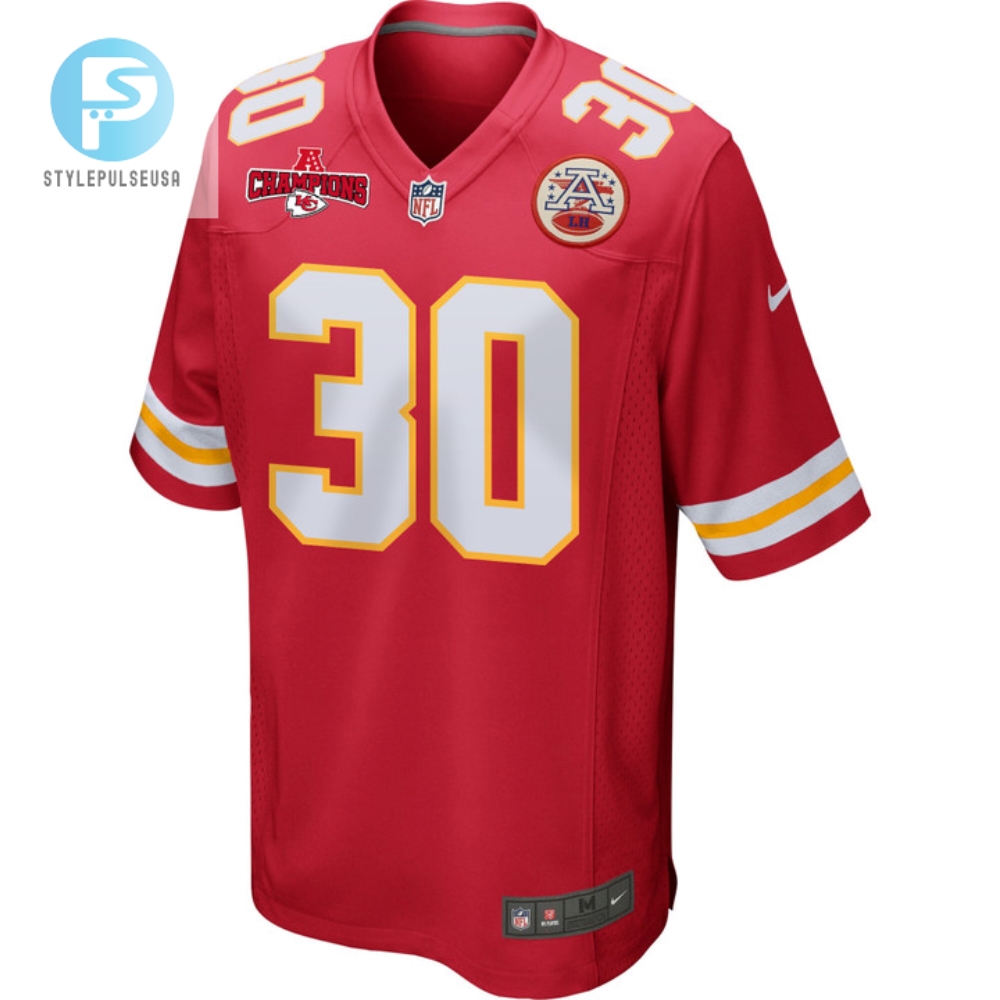 Keaontay Ingram 30 Kansas City Chiefs Afc Champions Patch Game Men Jersey  Red 