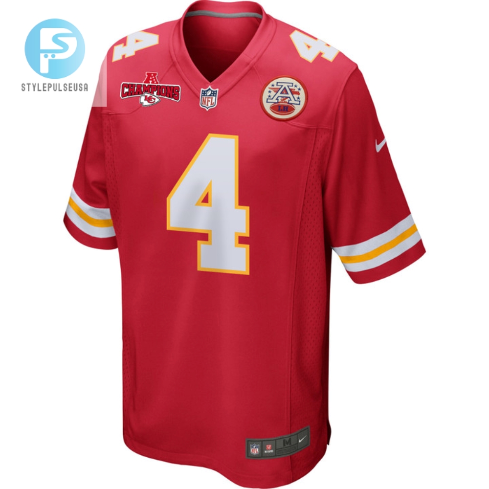 Rashee Rice 4 Kansas City Chiefs Afc Champions Patch Game Men Jersey  Red 