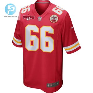 Mike Caliendo 66 Kansas City Chiefs Afc Champions Patch Game Men Jersey Red stylepulseusa 1 1