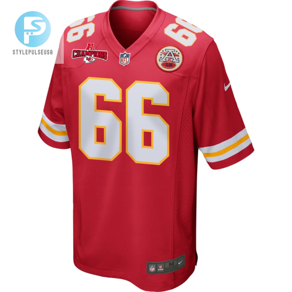 Mike Caliendo 66 Kansas City Chiefs Afc Champions Patch Game Men Jersey  Red 