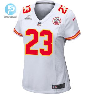 Drue Tranquill 23 Kansas City Chiefs 2024 Divisional Patch Game Women Jersey White stylepulseusa 1 1