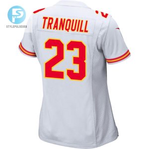 Drue Tranquill 23 Kansas City Chiefs 2024 Divisional Patch Game Women Jersey White stylepulseusa 1 2