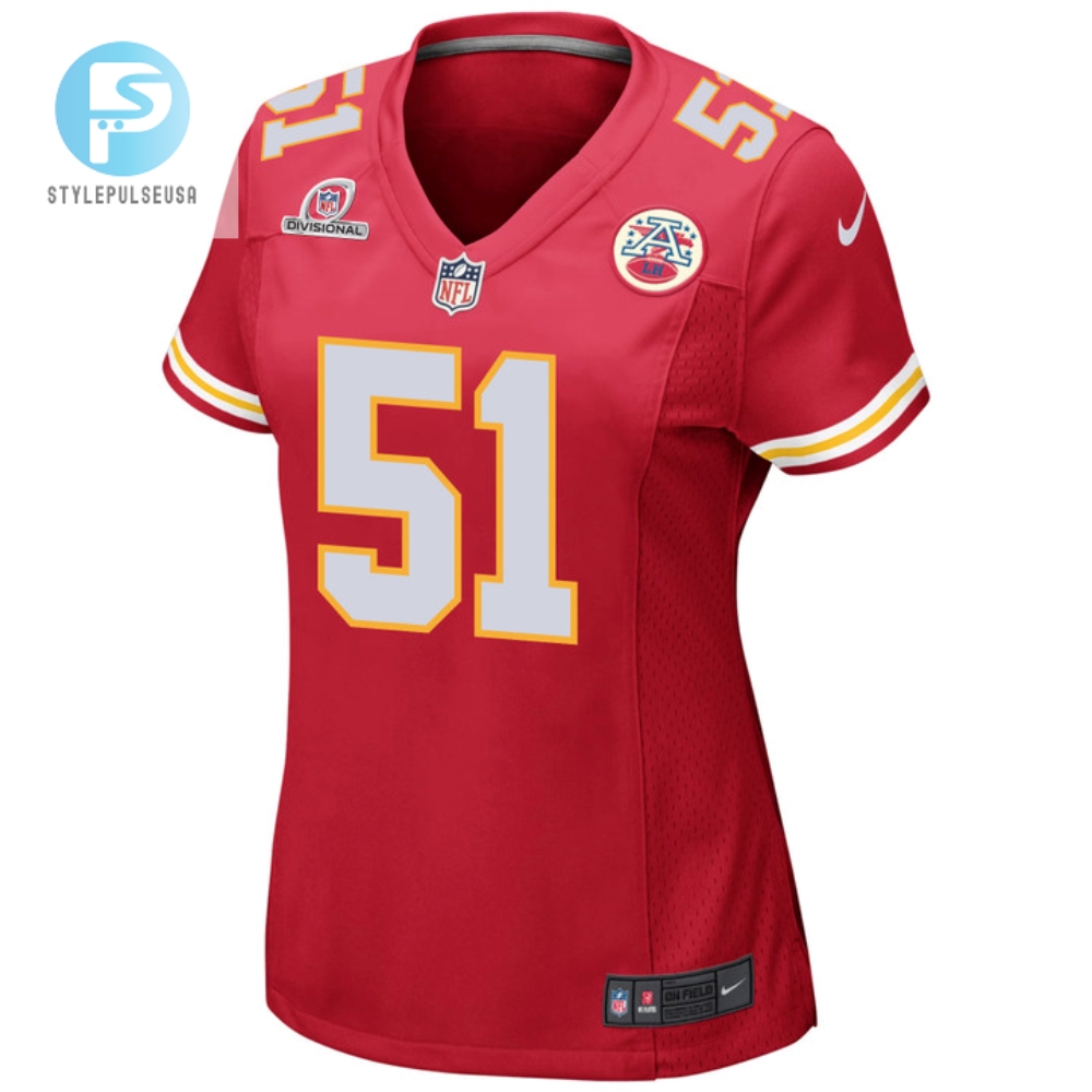Mike Danna 51 Kansas City Chiefs 2024 Divisional Patch Game Women Jersey  Red 