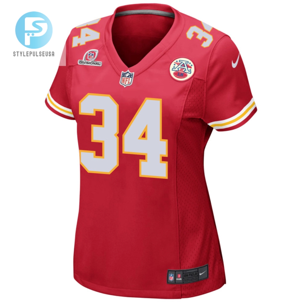 Deneric Prince 34 Kansas City Chiefs 2024 Divisional Patch Game Women Jersey  Red 