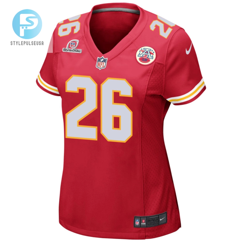 Deon Bush 26 Kansas City Chiefs 2024 Divisional Patch Game Women Jersey  Red 