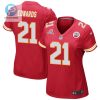 Mike Edwards 21 Kansas City Chiefs 2024 Divisional Patch Game Women Jersey Red stylepulseusa 1