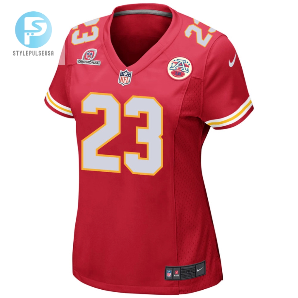 Drue Tranquill 23 Kansas City Chiefs 2024 Divisional Patch Game Women Jersey  Red 