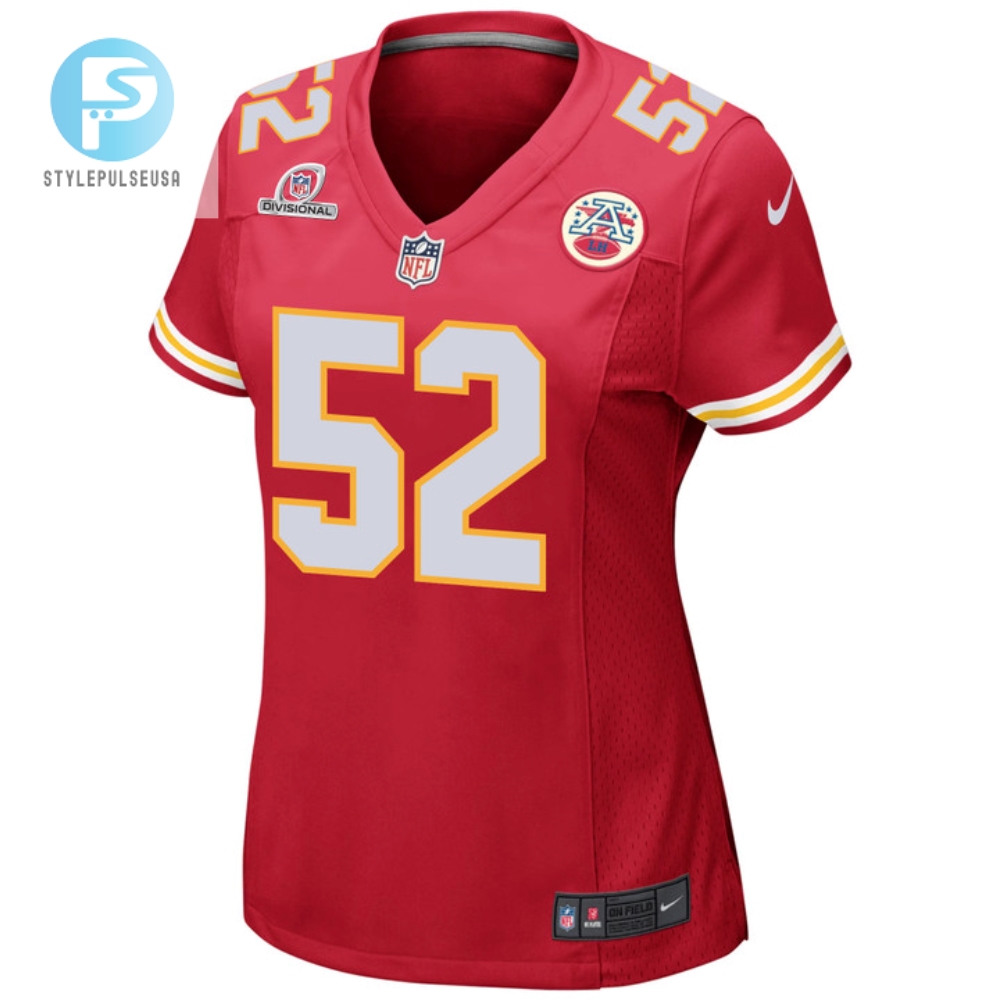 Creed Humphrey 52 Kansas City Chiefs 2024 Divisional Patch Game Women Jersey  Red 