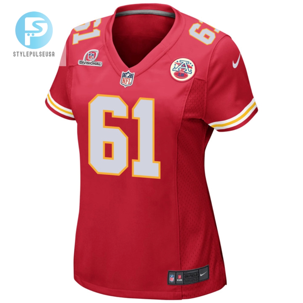 Austin Reiter 61 Kansas City Chiefs 2024 Divisional Patch Game Women Jersey  Red 