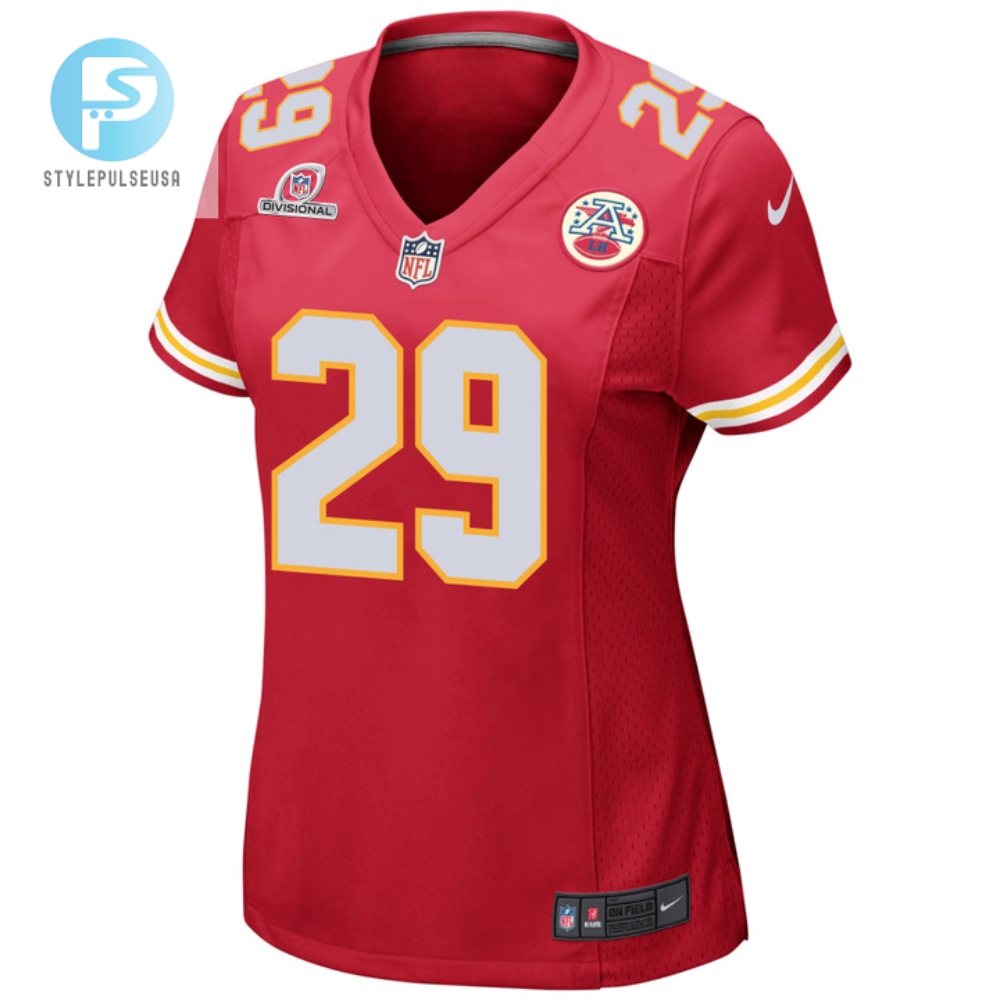 La_Mical Perine 29 Kansas City Chiefs 2024 Divisional Patch Game Women Jersey  Red 