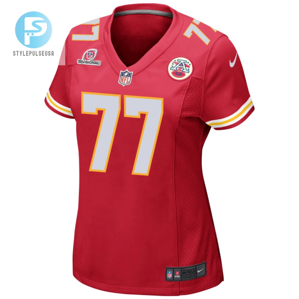 Lucas Niang 77 Kansas City Chiefs 2024 Divisional Patch Game Women Jersey  Red 