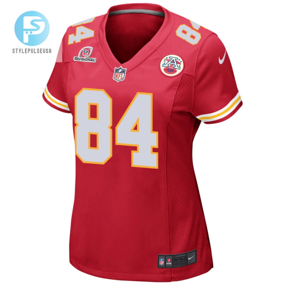 Justin Watson 84 Kansas City Chiefs 2024 Divisional Patch Game Women Jersey  Red 