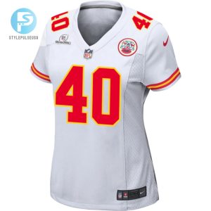 Ekow Boyedoe 40 Kansas City Chiefs 2024 Divisional Patch Game Women Jersey White stylepulseusa 1 1