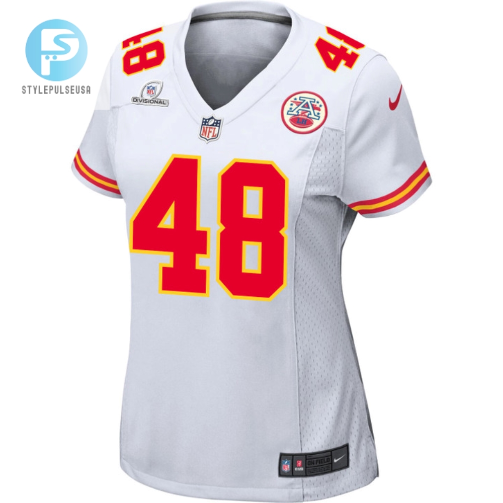 Cole Christiansen 48 Kansas City Chiefs 2024 Divisional Patch Game Women Jersey  White 