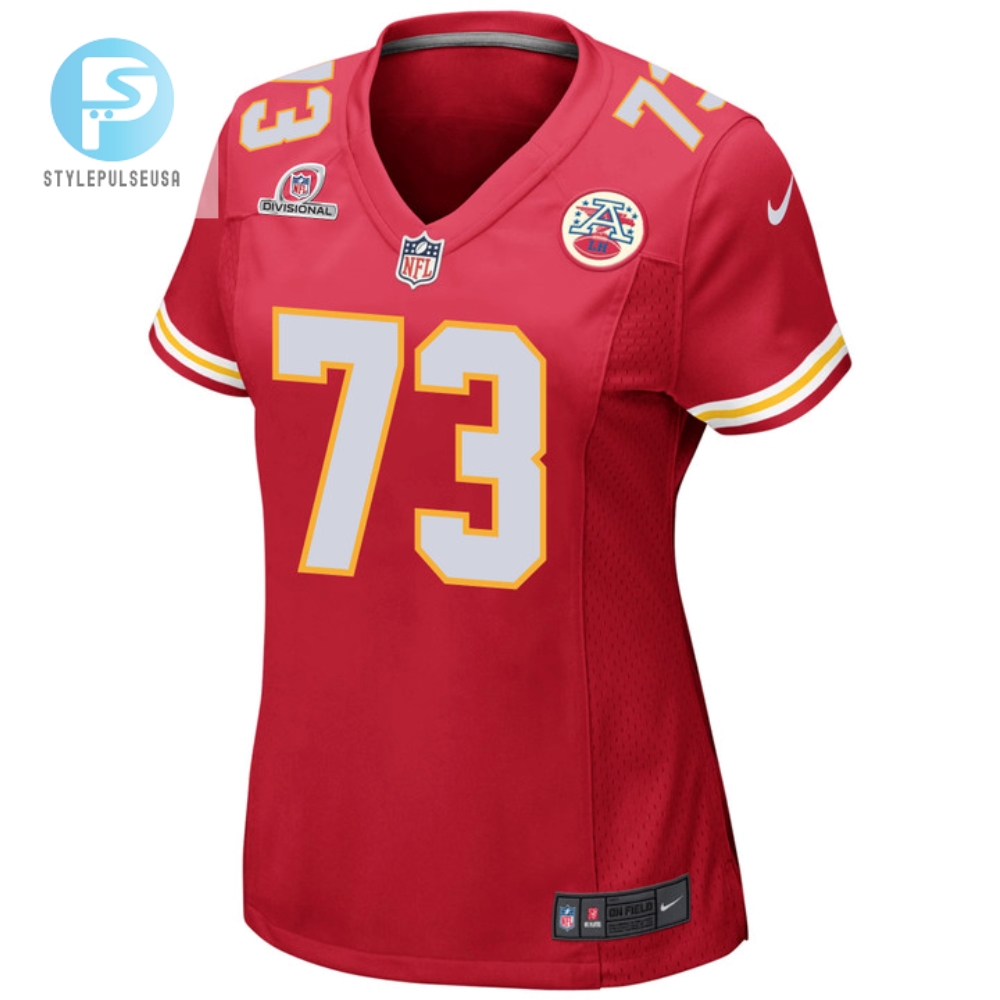 Nick Allegretti 73 Kansas City Chiefs 2024 Divisional Patch Game Women Jersey  Red 
