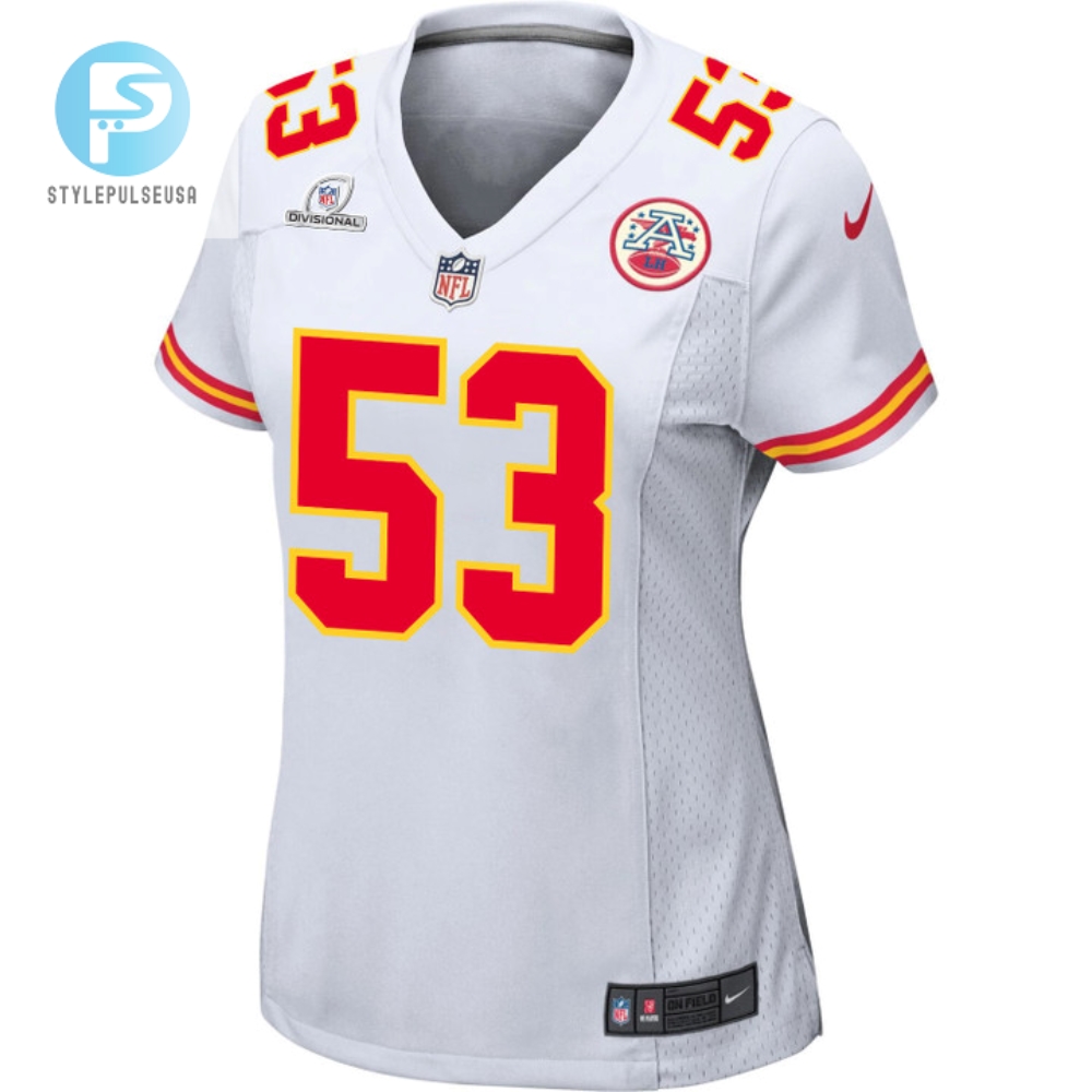 Bj Thompson 53 Kansas City Chiefs 2024 Divisional Patch Game Women Jersey  White 