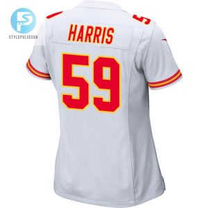 Darius Harris 59 Kansas City Chiefs 2024 Divisional Patch Game Women Jersey White stylepulseusa 1 2