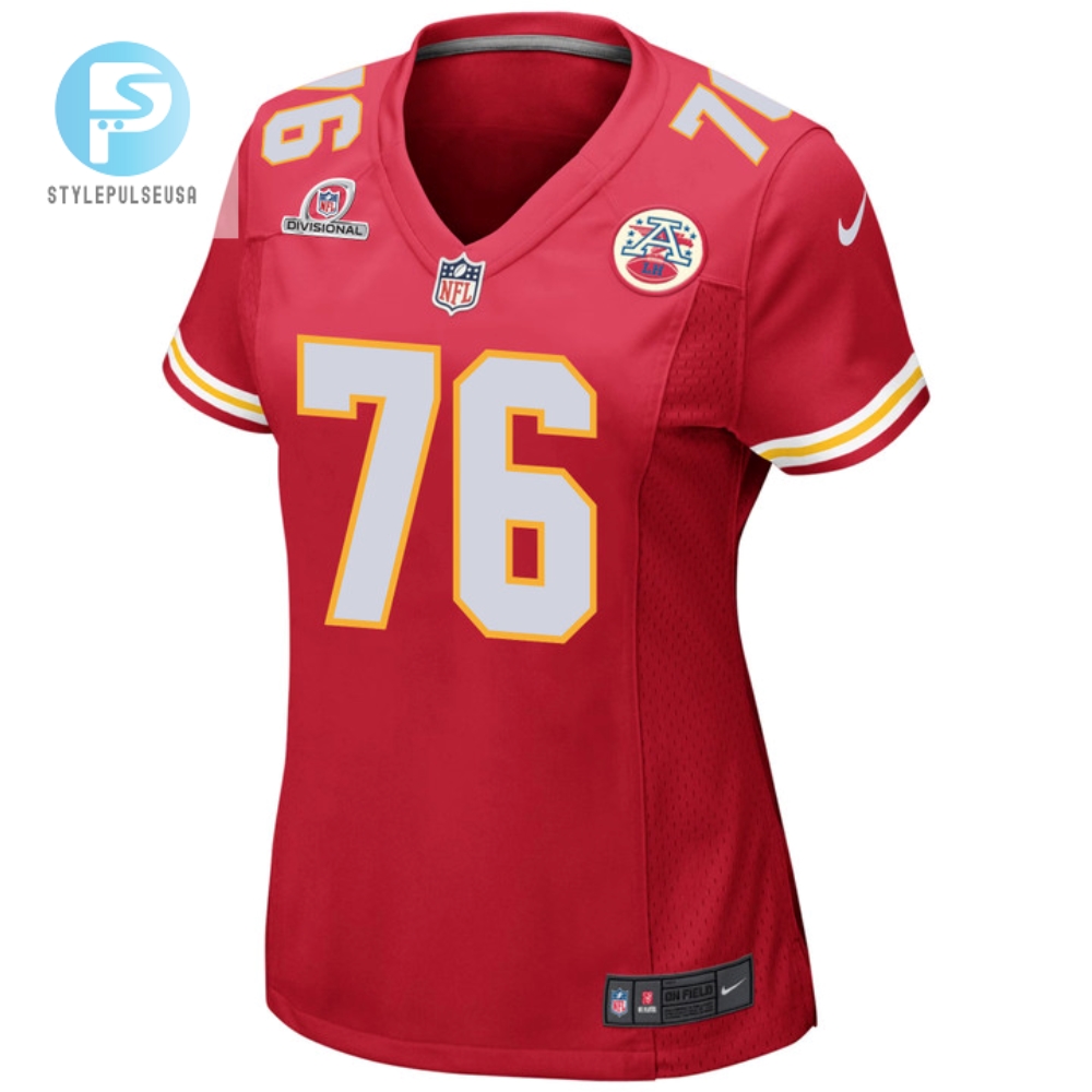 Prince Tega Wanogho 76 Kansas City Chiefs 2024 Divisional Patch Game Women Jersey  Red 