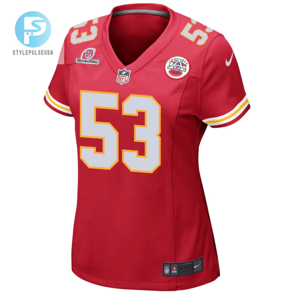Bj Thompson 53 Kansas City Chiefs 2024 Divisional Patch Game Women Jersey  Red 