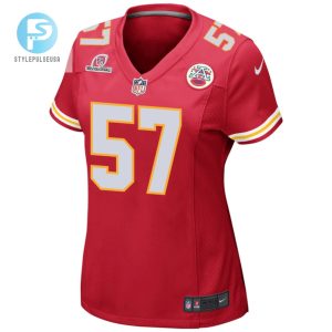 Truman Jones 57 Kansas City Chiefs 2024 Divisional Patch Game Women Jersey Red stylepulseusa 1 1