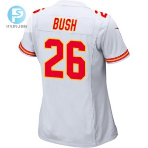 Deon Bush 26 Kansas City Chiefs 2024 Divisional Patch Game Women Jersey White stylepulseusa 1 2