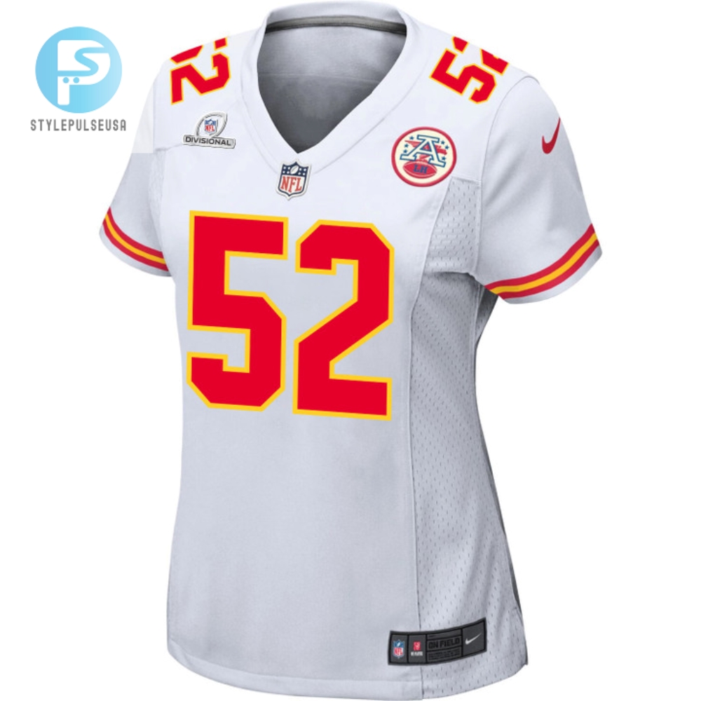 Creed Humphrey 52 Kansas City Chiefs 2024 Divisional Patch Game Women Jersey  White 