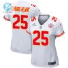 Clyde Edwardshelaire 25 Kansas City Chiefs 2024 Divisional Patch Game Women Jersey White stylepulseusa 1