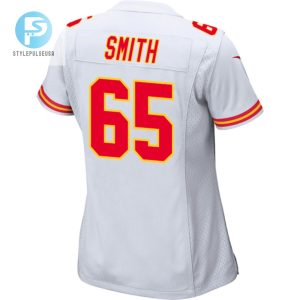 Trey Smith 65 Kansas City Chiefs 2024 Divisional Patch Game Women Jersey White stylepulseusa 1 2