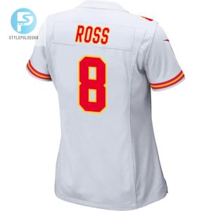 Justyn Ross 8 Kansas City Chiefs 2024 Divisional Patch Game Women Jersey White stylepulseusa 1 2