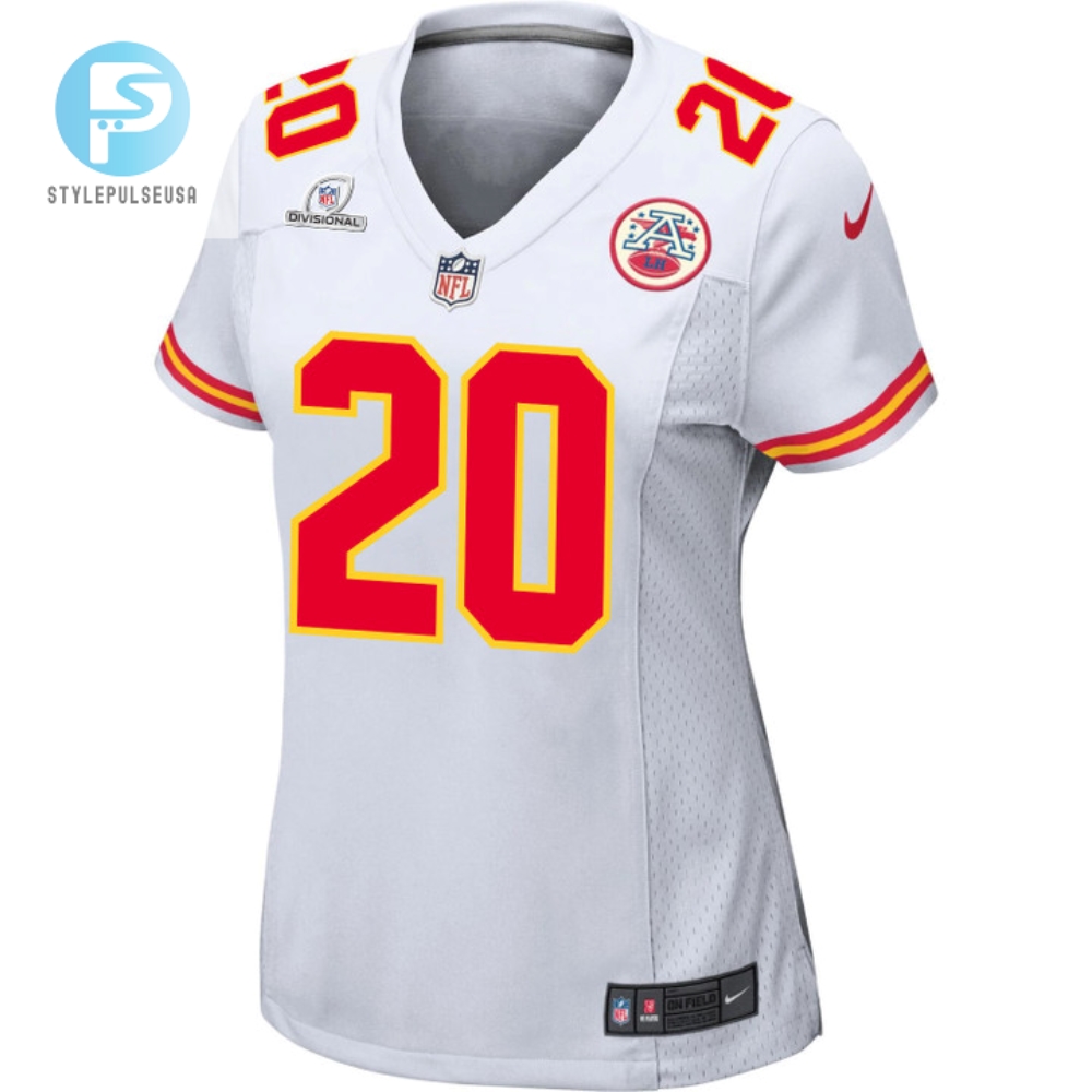 Justin Reid 20 Kansas City Chiefs 2024 Divisional Patch Game Women Jersey  White 