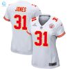 Nic Jones 31 Kansas City Chiefs 2024 Divisional Patch Game Women Jersey White stylepulseusa 1