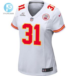 Nic Jones 31 Kansas City Chiefs 2024 Divisional Patch Game Women Jersey White stylepulseusa 1 1