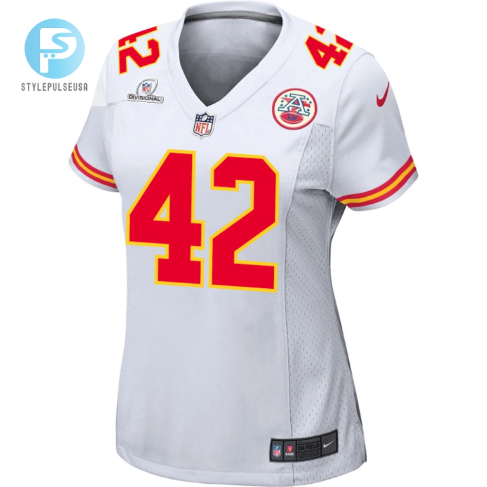 Tyree Gillespie 42 Kansas City Chiefs 2024 Divisional Patch Game Women Jersey  White 