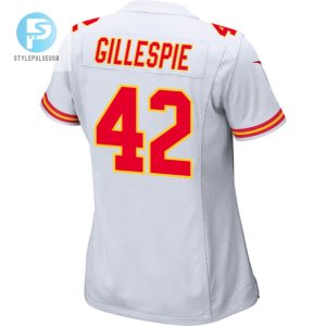 Tyree Gillespie 42 Kansas City Chiefs 2024 Divisional Patch Game Women Jersey White stylepulseusa 1 2