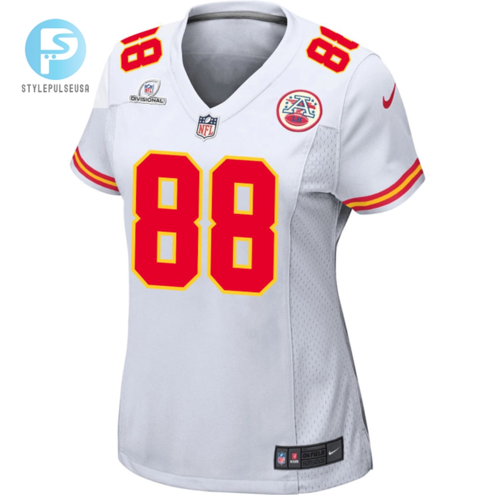 Jody Fortson 88 Kansas City Chiefs 2024 Divisional Patch Game Women Jersey  White 
