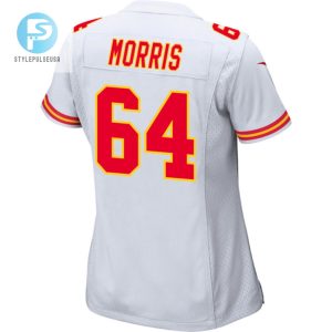 Wanya Morris 64 Kansas City Chiefs 2024 Divisional Patch Game Women Jersey White stylepulseusa 1 2