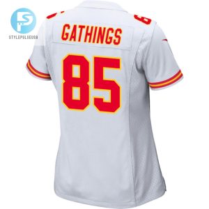 Izaiah Gathings 85 Kansas City Chiefs 2024 Divisional Patch Game Women Jersey White stylepulseusa 1 2