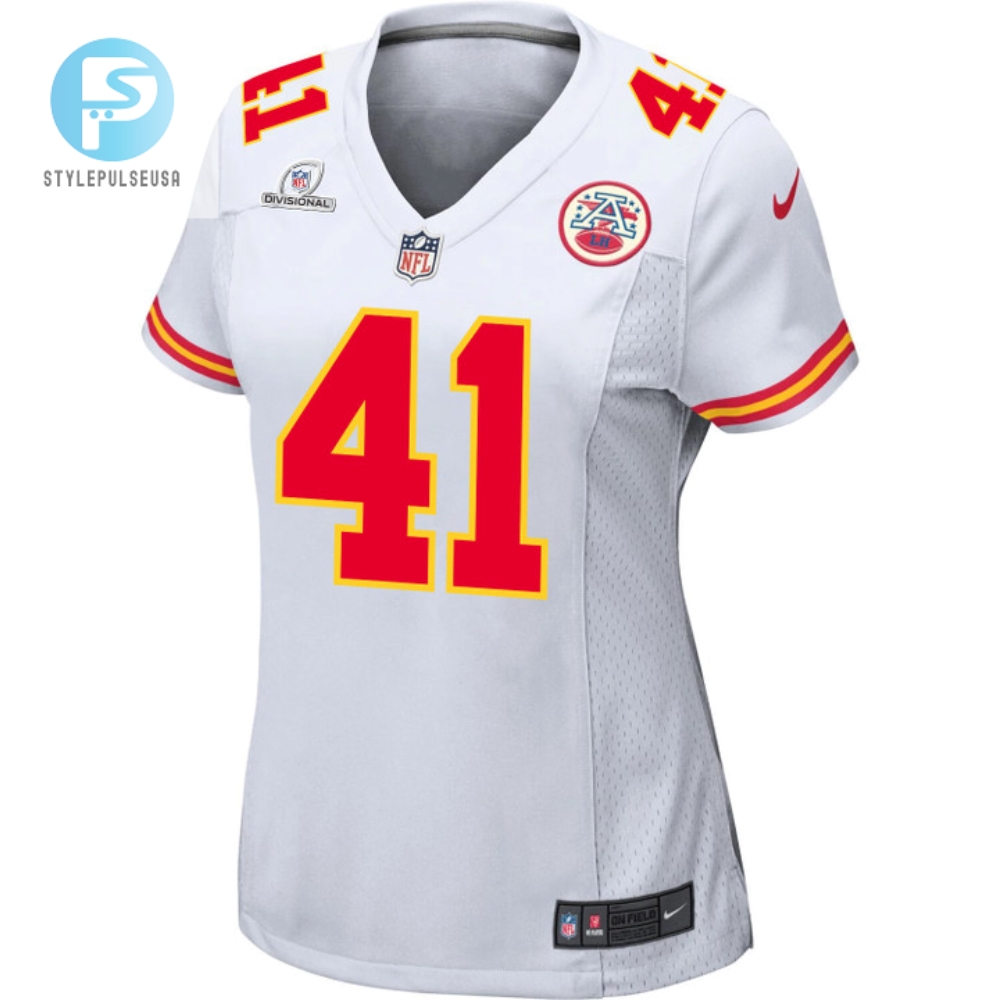 James Winchester 41 Kansas City Chiefs 2024 Divisional Patch Game Women Jersey  White 