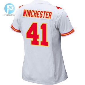 James Winchester 41 Kansas City Chiefs 2024 Divisional Patch Game Women Jersey White stylepulseusa 1 2