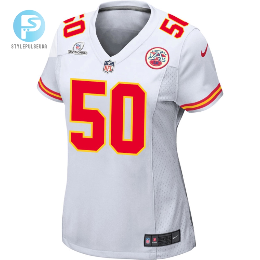 Willie Gay 50 Kansas City Chiefs 2024 Divisional Patch Game Women Jersey  White 