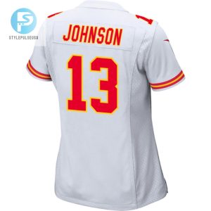 Nazeeh Johnson 13 Kansas City Chiefs 2024 Divisional Patch Game Women Jersey White stylepulseusa 1 2