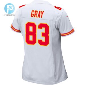 Noah Gray 83 Kansas City Chiefs 2024 Divisional Patch Game Women Jersey White stylepulseusa 1 2